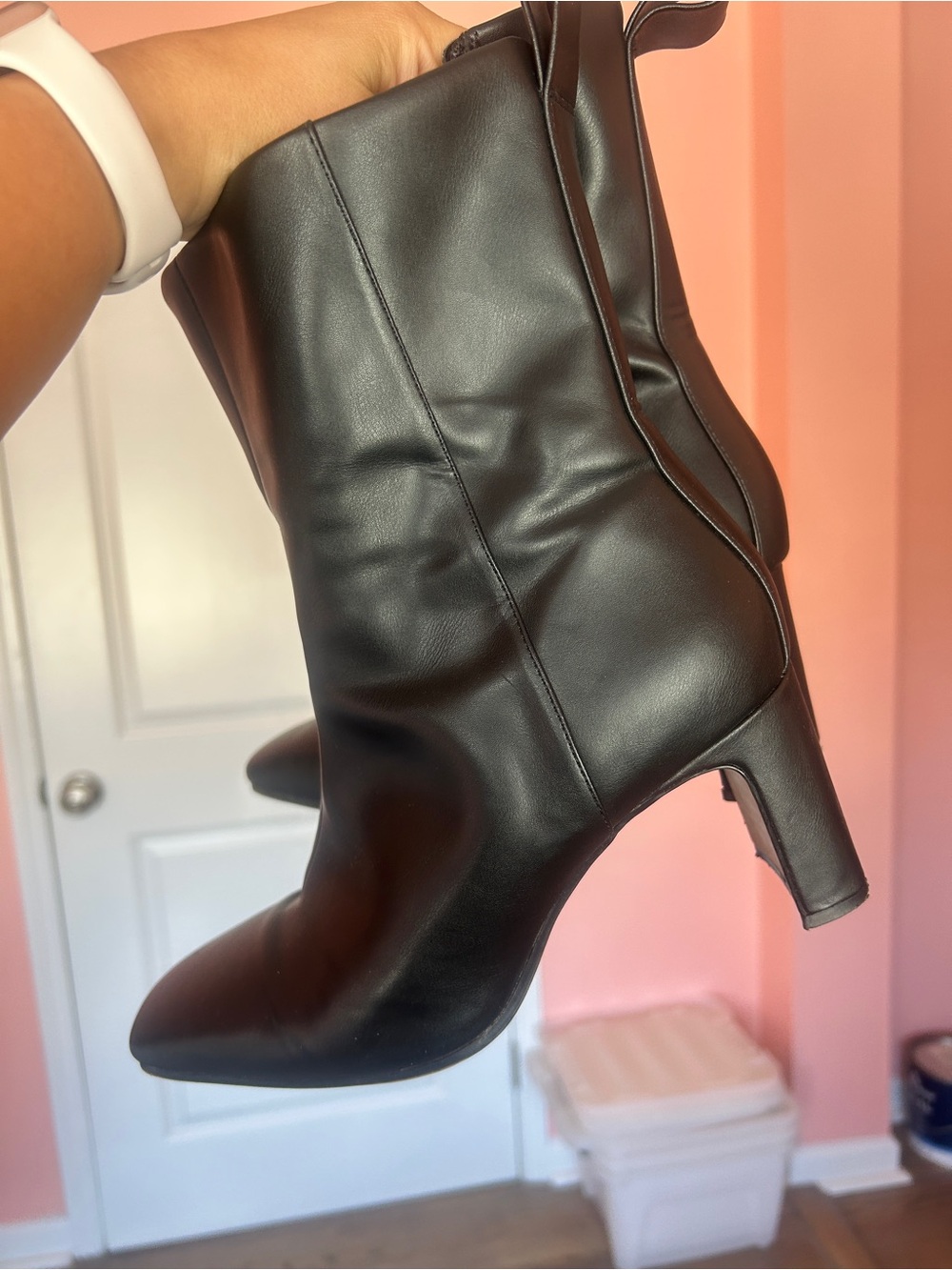 black H&M boots booties chunky heel winter fall